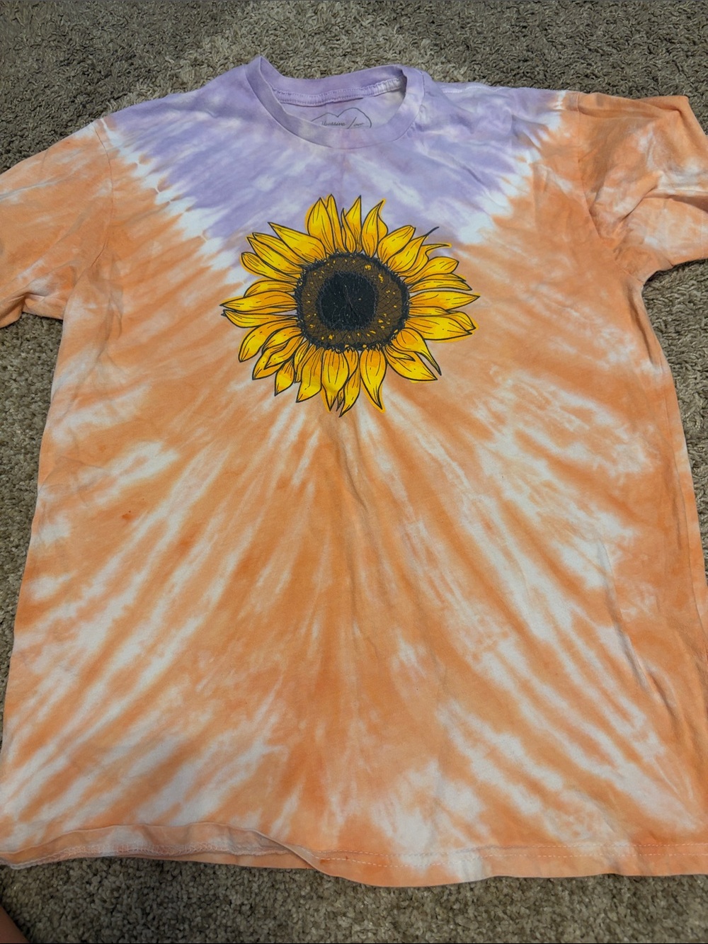 Tie-Dye Sunflower T-Shirt - Orange & Purple